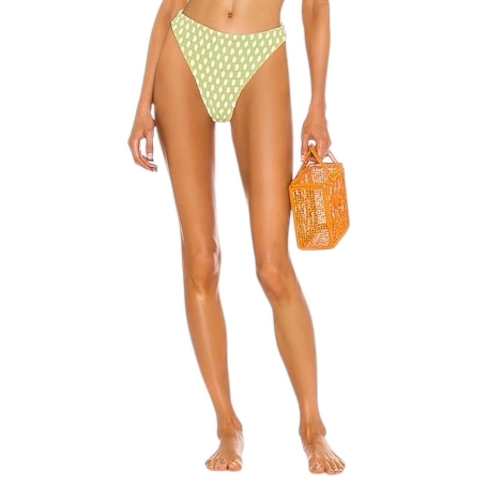 TULAROSA Sammie Bikini Bottom (just bottom) in Chartreuse Dot Size XXS- NWT